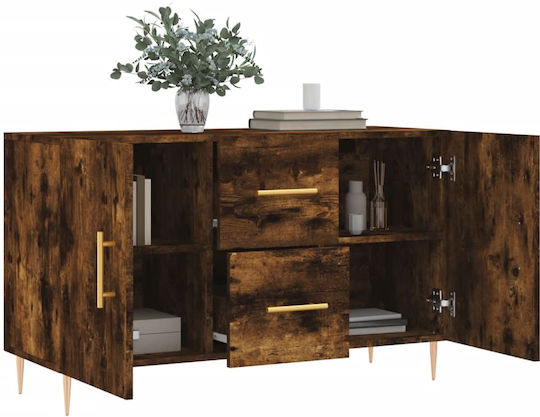 Sideboard Wooden with Drawers Smoky Oak 100x36x60cm