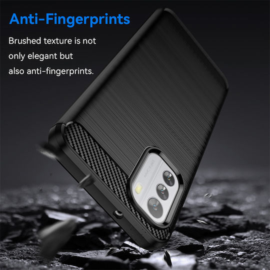 Techsuit Carbon Umschlag Rückseite Silikon Schwarz (Nokia G42)