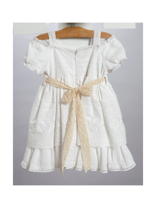 New Life White Baptism Clothes Set with Hair Accessories Cardigan & Knitted Dress 3 Pieces