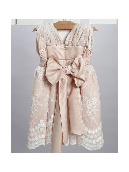 New Life Pink Baptism Clothes Set with Hair Accessories Cardigan and Lace Dress 3 Pieces