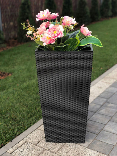 Prosperplast DRTS170 Саксия Ратан Сив Със стойка 17x17x32.5εκ.