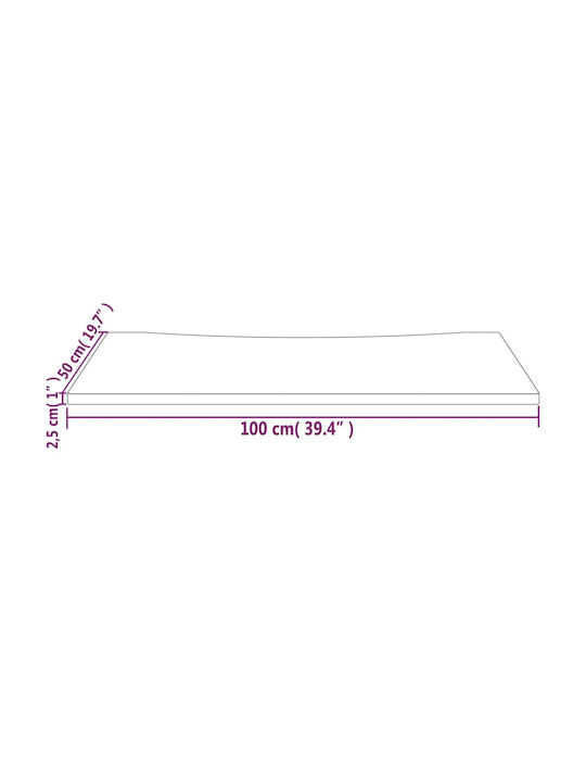 vidaXL Rectangular Office Desk Surface made of Solid Wood in White Color 100x50x2.5cm 824431 1pcs