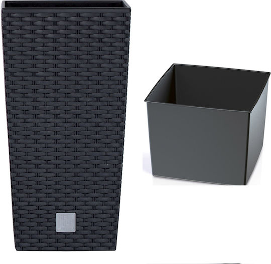 Prosperplast DRTS300 Ghiveci Rattan Gri cu suport 29x29x55εκ.