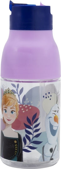 Stor Kinderflasche Gefroren Kunststoff mit Strohhalm Lila 420ml
