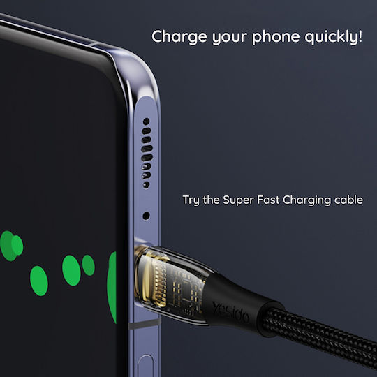 Yesido USB 2.0 Cable USB-C male - USB-C 100W PD Μαύρο 1.2m CA103