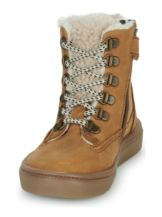 Lederne Kinderstiefel mit Reißverschluss Braun -C