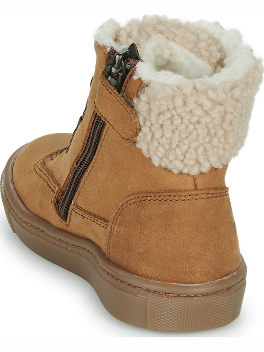 Lederne Kinderstiefel mit Reißverschluss Braun -C