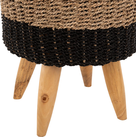 Stool For Living Room Wicker Black 43x43x45cm