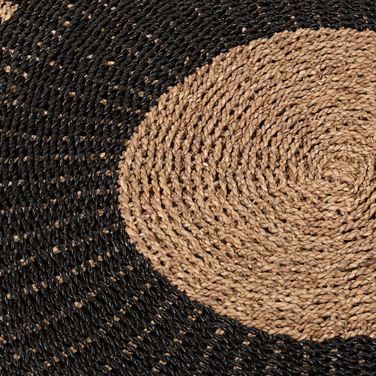 HomeMarkt KIRKI Rug Round Summer Wicker Black