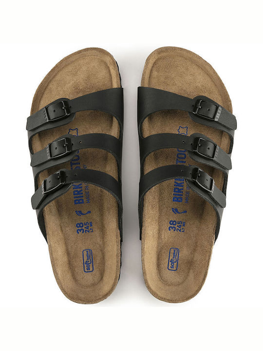 Birkenstock Florida Soft Footbed Birko-Flor Damen Flache Sandalen Anatomisch in Schwarz Farbe