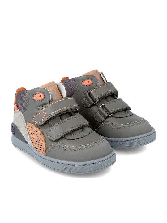 Anatomical Suede Kids Boots with Velcro Khaki