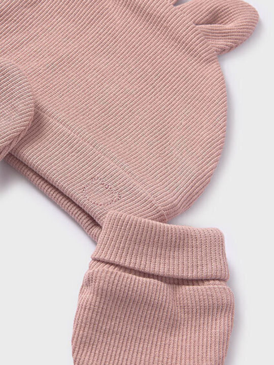 Kinder Mütze Set Stoff Rosa für Neugeborene