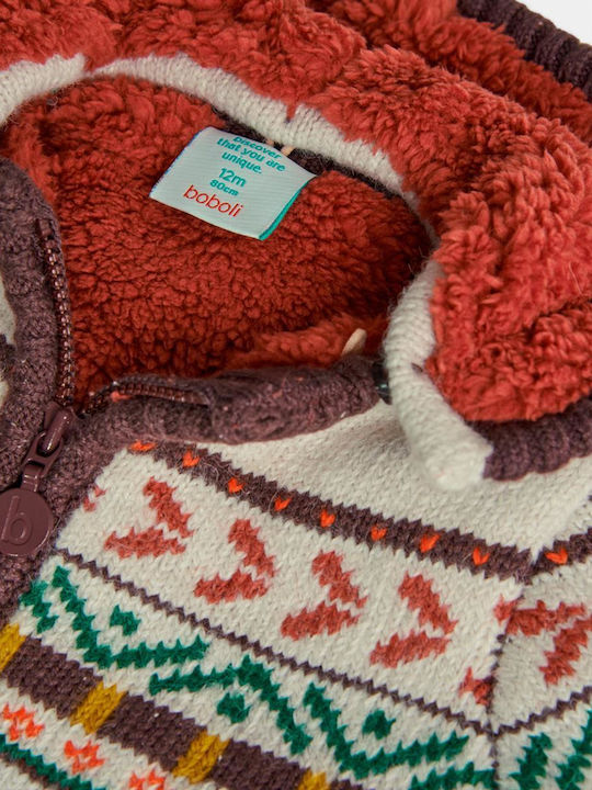 Kids Cardigan Knitted with Hood Beige