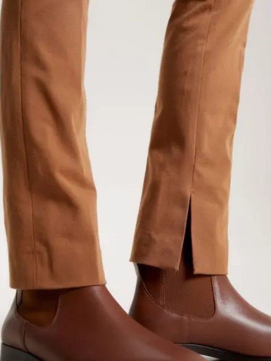 Women's Fabric Trousers Slim Fit Brown