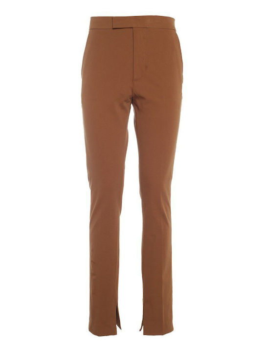 Women's Fabric Trousers Slim Fit Brown