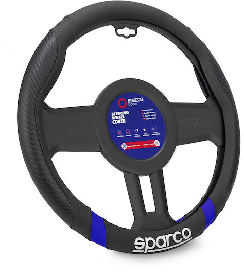 Sparco Auto-Lenkradabdeckung Synthetisch Blau mit Roter Naht