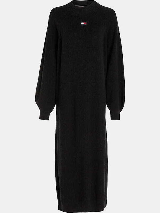 Rochie Midi Tricotată Cu Deschizătură Neagră