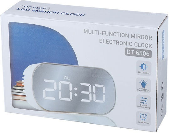 DT-6506 Ceas De Masă Digital Led Din Plastic Cu Ceas Deșteptător Alb/Negru