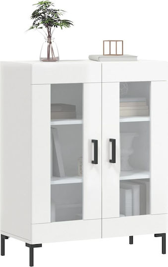 Hängende Wohnzimmer Vitrine aus Spanplatte Weiß mit Glas 69,5 x 34 x 90 cm