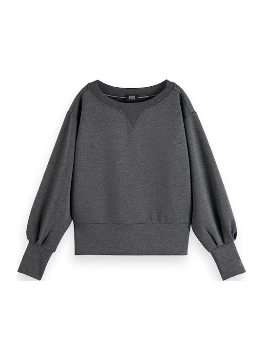 Boatneck Women's Athletic Blouse Long Sleeve Gray