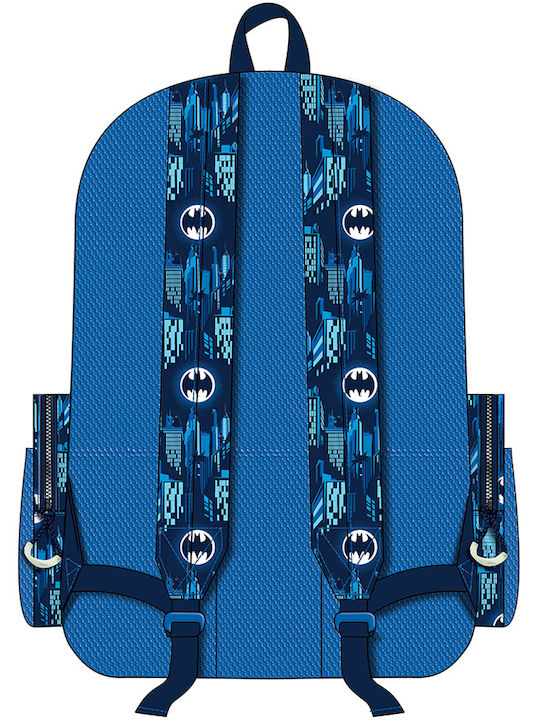 Graffiti Batman School Backpack Elementary With Water Bottle Holder Blue 30 x 14 x 44cm