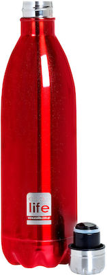 Lifegreen Bottle Thermos Stainless Steel BPA Free Red Metallic 1lt