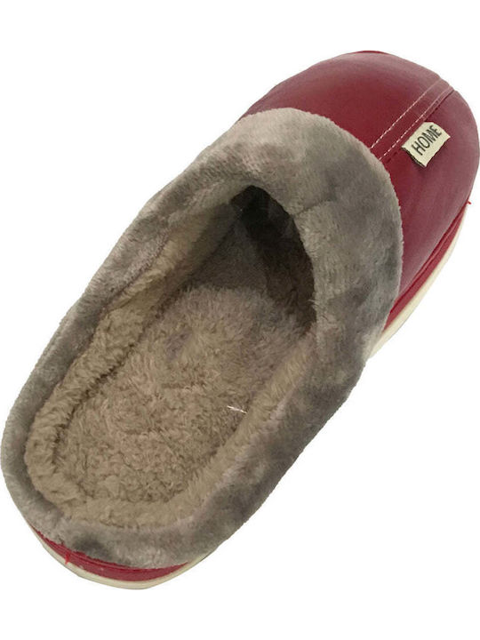 Winter Women's Slippers with Fur Burgundy