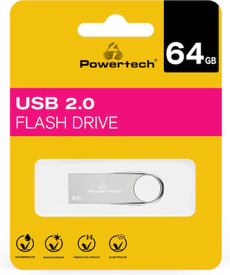 Powertech PT-1122 64GB USB 2.0 Stick Ασημί