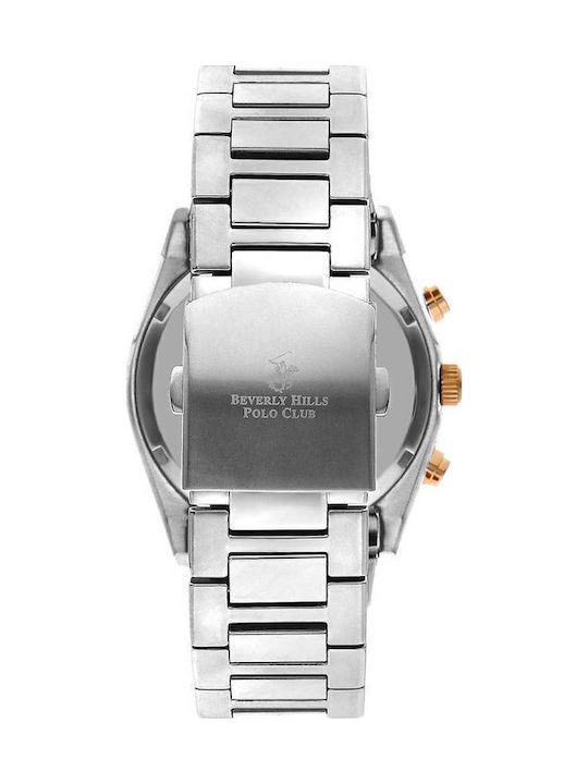 Beverly Hills Polo Club Men's Watch Battery with Silver Metal Bracelet