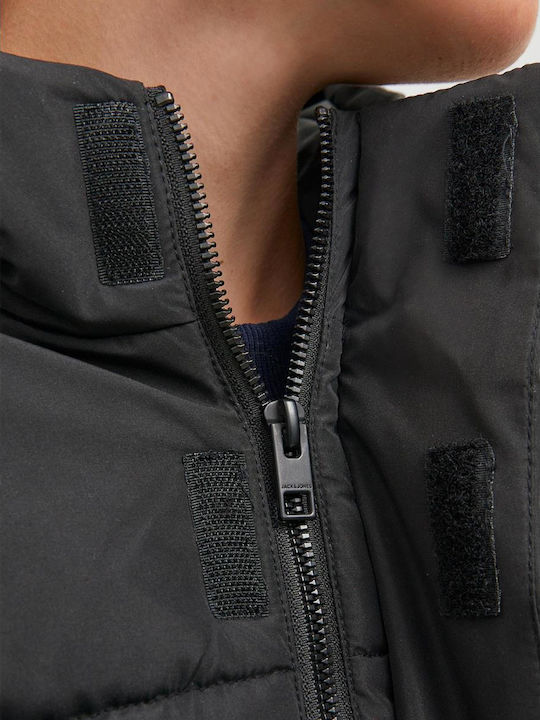 Kids' Quilted Jacket Short with Hood Black