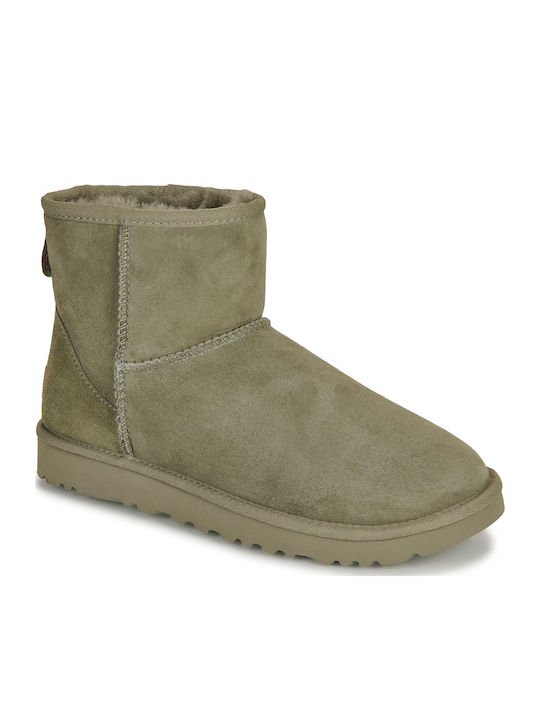 Classic Mini II Leather Women's Ankle Boots Moss Green