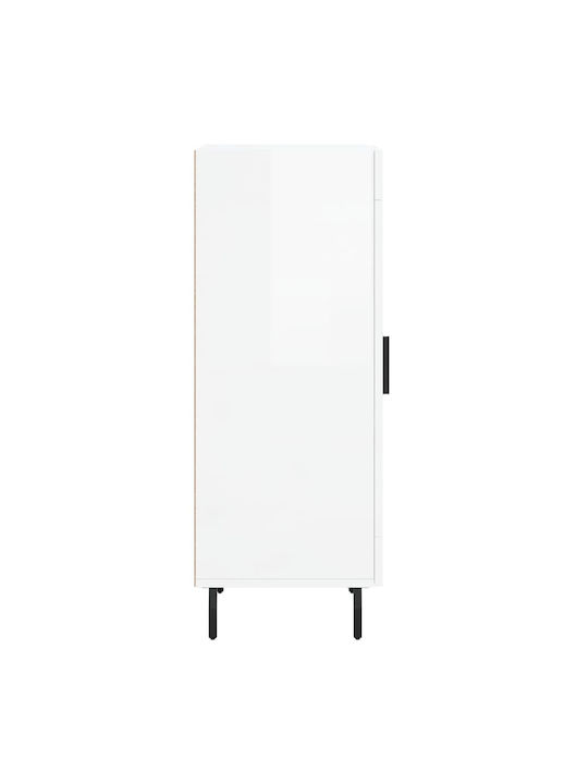 Floor-standing Living Room Display Cabinet made of Wood & Metal with Glass White 34.5x34x90cm