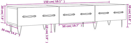 TV Stand White 150x36x30 cm