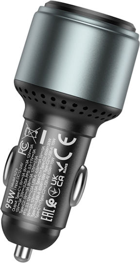 Hoco NZ9 Galloper Φορτιστής Αυτοκινήτου 18W 2.4A με Θύρες: 1xUSB-A 1xType-C Μαύρο Χρώμα