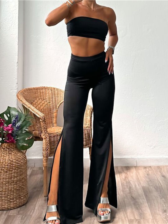 Chica Femei Negru Set cu Pantaloni