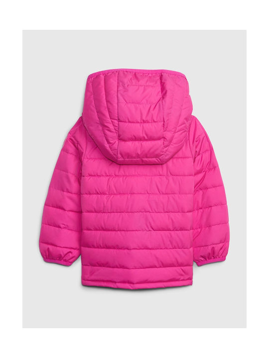 GAP Waterproof Girls Quilted Coat Pink with Ηood