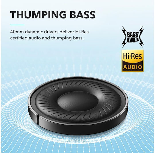 Soundcore by Anker Q20i Wireless / Wired Over Ear Headphones with 40 hours of Operation and Quick Charge Black