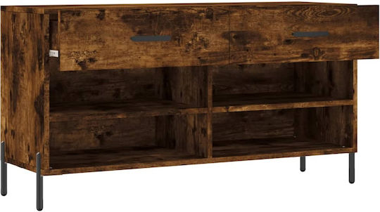 Holz Schuhschrank mit 4 Regalen Gelb L102xW35xH55cm