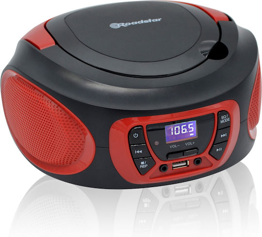 Roadstar CDR-365U Portable Sound System With CD MP3 USB Radio Red