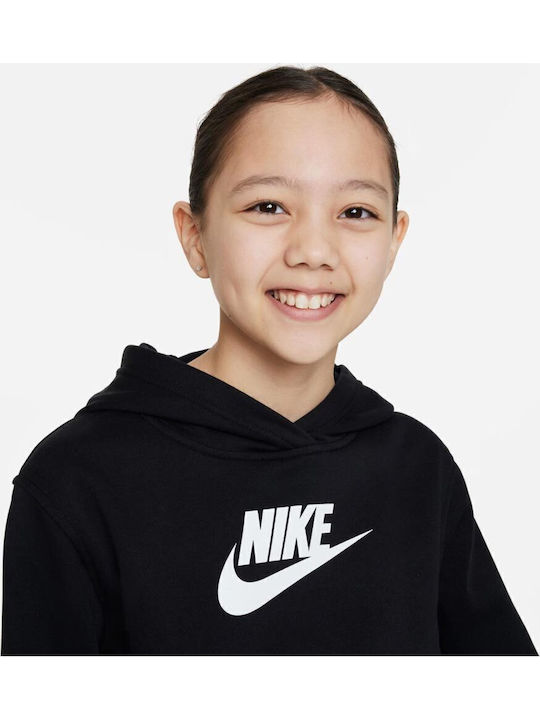 Fleece Kids Sweatshirt with Hood Black Sportswear Club