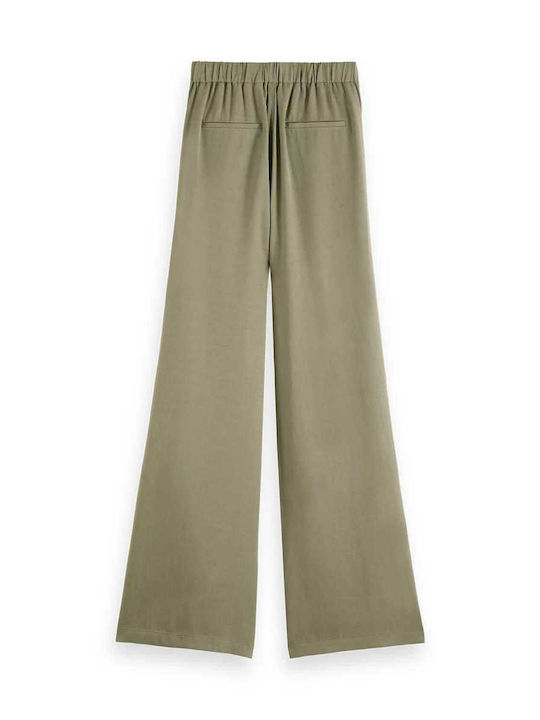 Scotch & Soda Damen Stoff Palazzo-Hose mit Gummizug Khaki