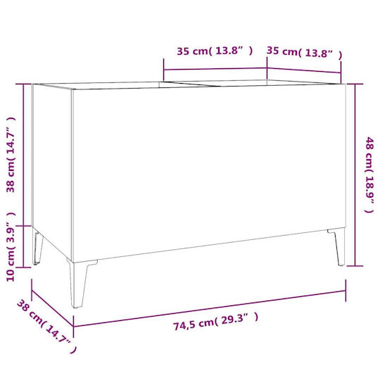 vidaXL Glossy Hi-Fi Furniture White 38x74.5x48cm
