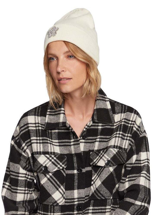 Beanie Unisex Σκούφος Πλεκτός σε Λευκό χρώμα