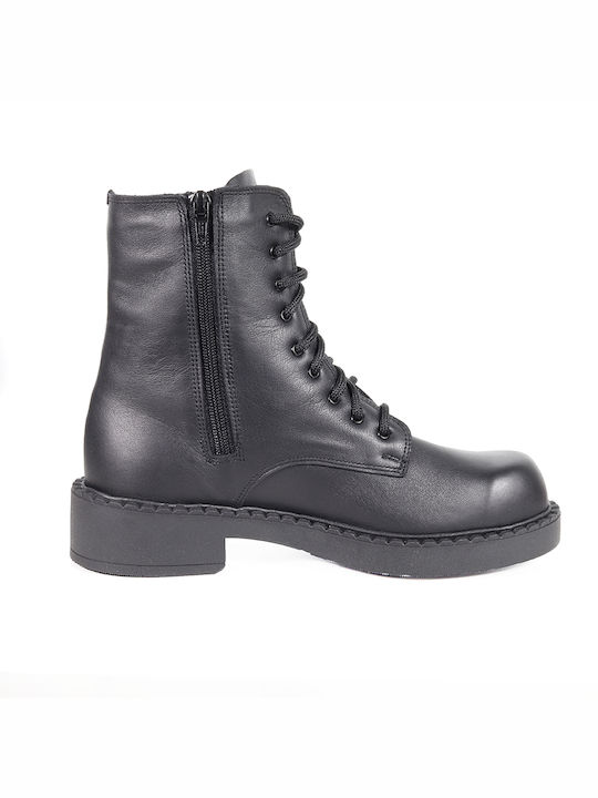 Comfort Flex Women's Leather Combat Boots Black