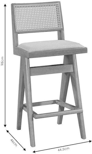 Табуретка Бар с гръбнак Дърво Winslow Черен 44.5x46x98бр