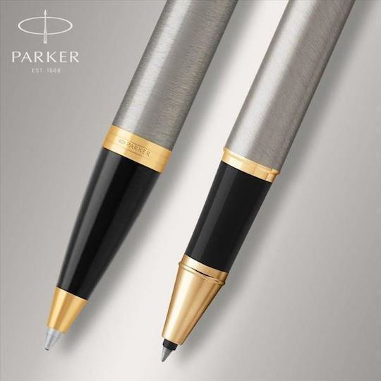 Parker IM Duo Pen Set Rollerball/Ballpoint Silver in a case (in a paper cassette)