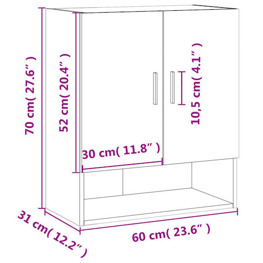 vidaXL Badezimmerschrank B60xT31xH70cm Sonoma