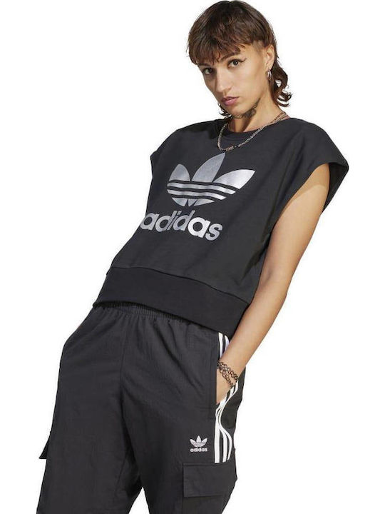 Cropped Women's Sweatshirt Hooded Black
