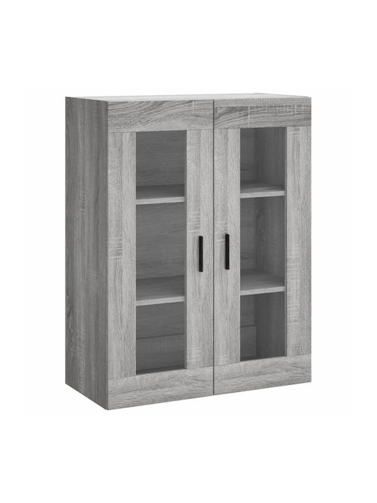 Wand Wohnzimmer Vitrine aus Spanplatte mit Glas Gray 69.5x34x90cm