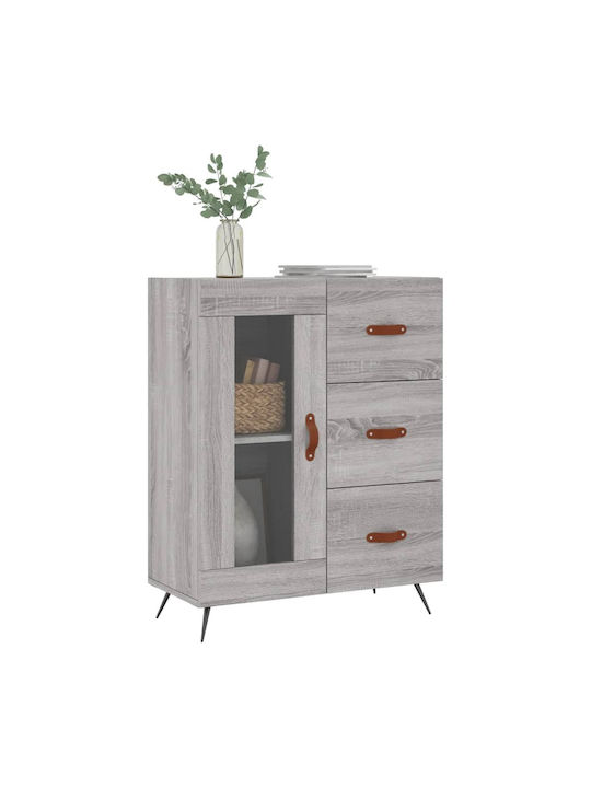 Living Room Display Cabinet made of Wood and Metal with Grey Glass 69.5x34x90cm